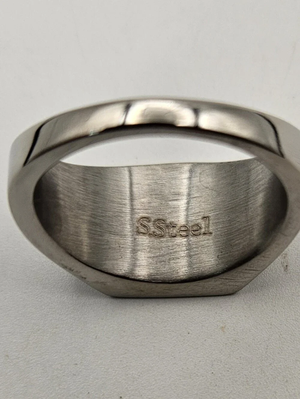 Men's Black Inlay Signet Ring Stainless Steel Size 10.5